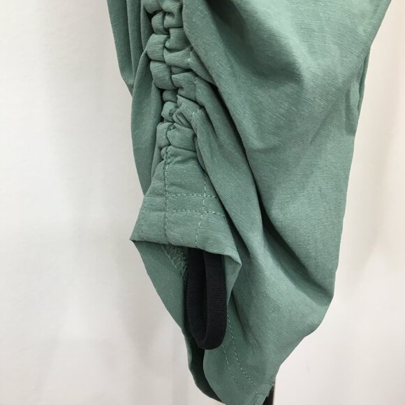 PRANA Green Ruched Adjustable Hem Zip Pocket Drawstring Waist Pull On Pant - Picture 10 of 13